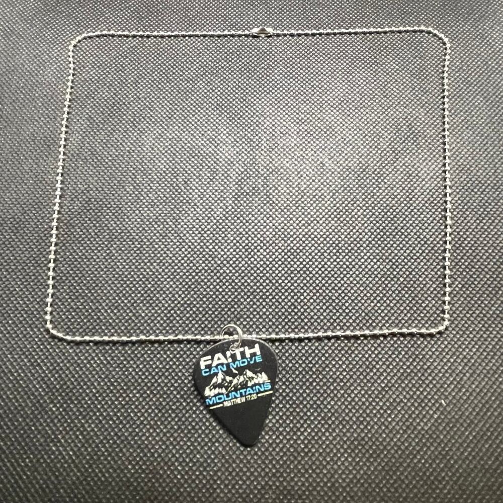 Handcrafted Guitar Pick Necklace ~ FAITH Can Move Mountains Matthew 17:20